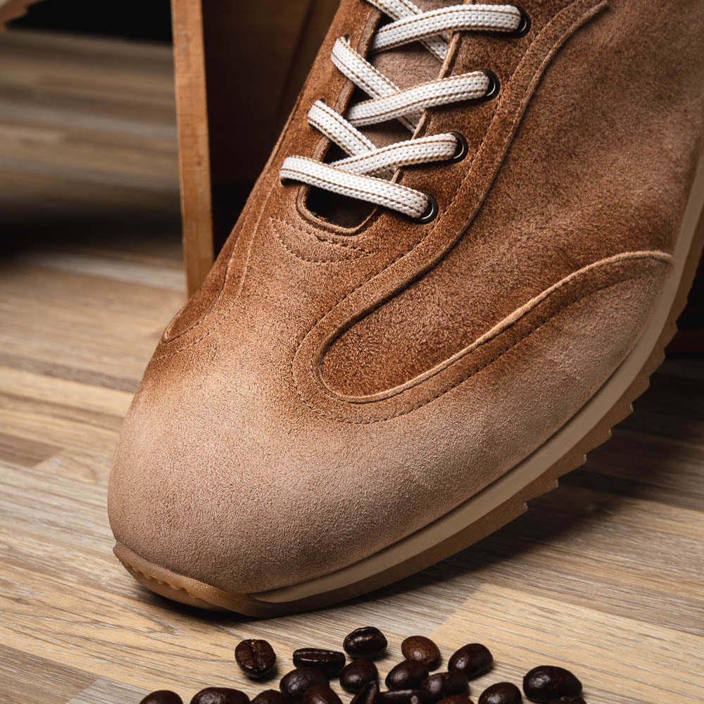 Zelli Costa Burnished Suede and Crocodile Sneakers in Brown