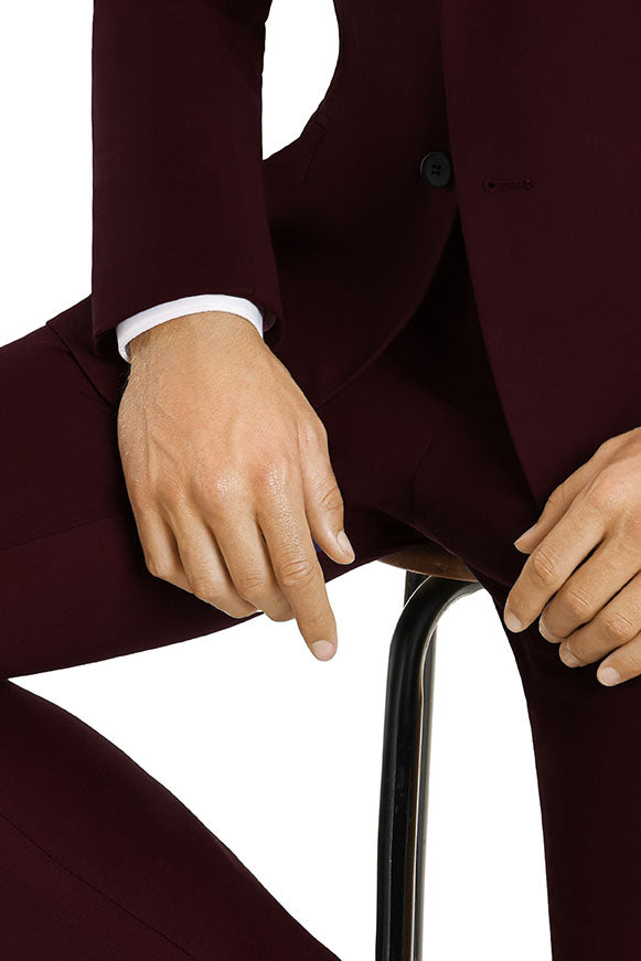 Monte Burgundy Plain Front Pants Couture 1910
