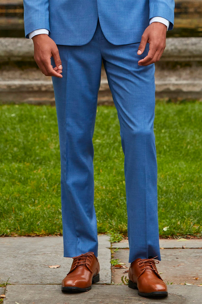 Sharkskin Marine Blue Plain Front Pants Couture 1910