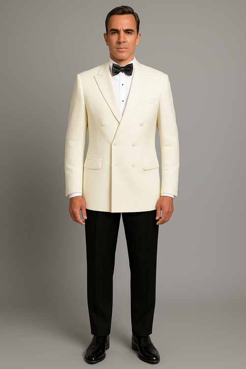 Ivory Double Breasted Tuxedo Dinner Jacket - Cream Dinner Jacket - Off White Tuxedos