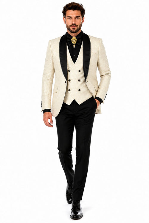 Ivory Tuxedo - Cream Wedding Suit - Off White Groom Suit by PROMTUXEDO