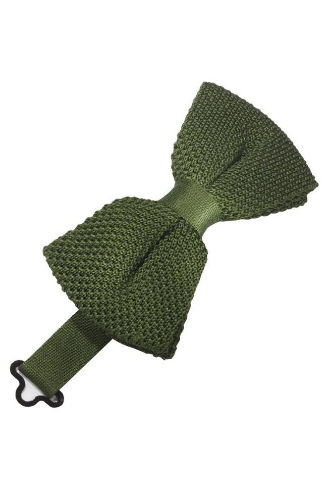 Army Green Silk Knit Bow Tie by Cristoforo Cardi