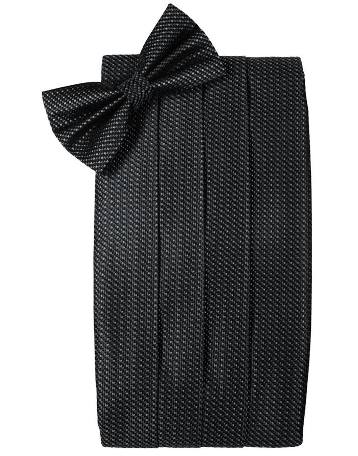 Asphalt Silk Weave Cummerbund & Bow Tie Set by Cristoforo Cardi