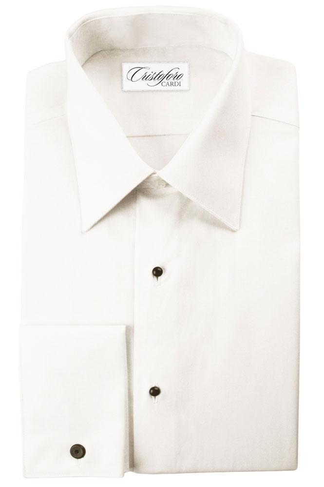 Bari Ivory Laydown Tuxedo Shirt by Cristoforo Cardi