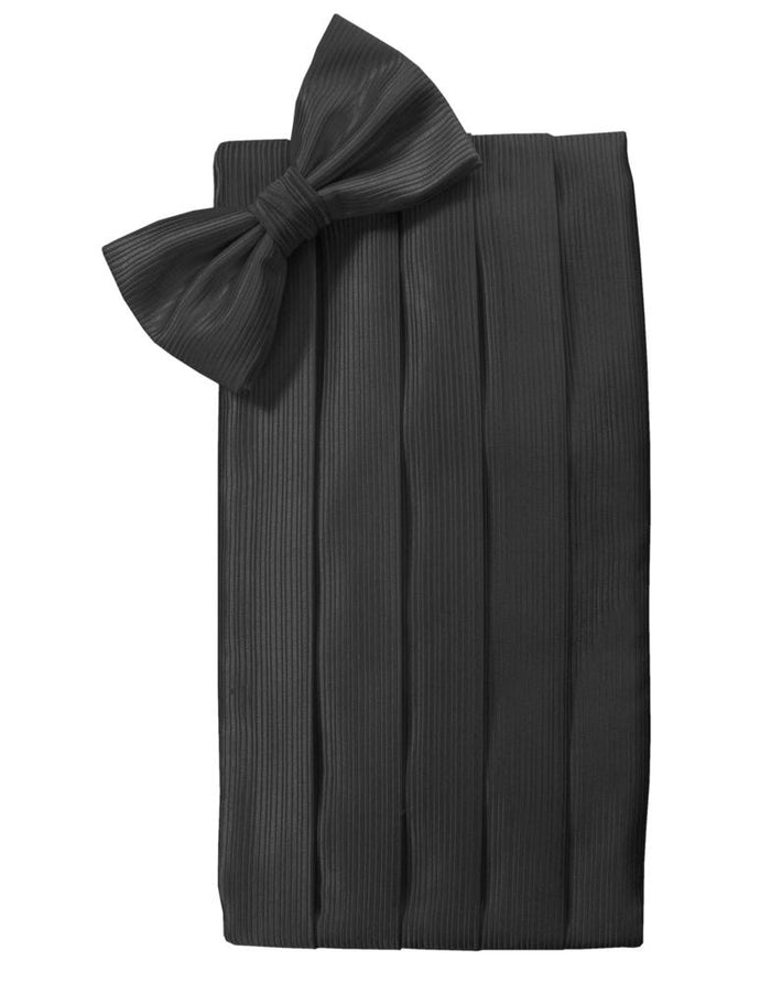 Black Faille Silk Cummerbund & Bow Tie Set by Cristoforo Cardii