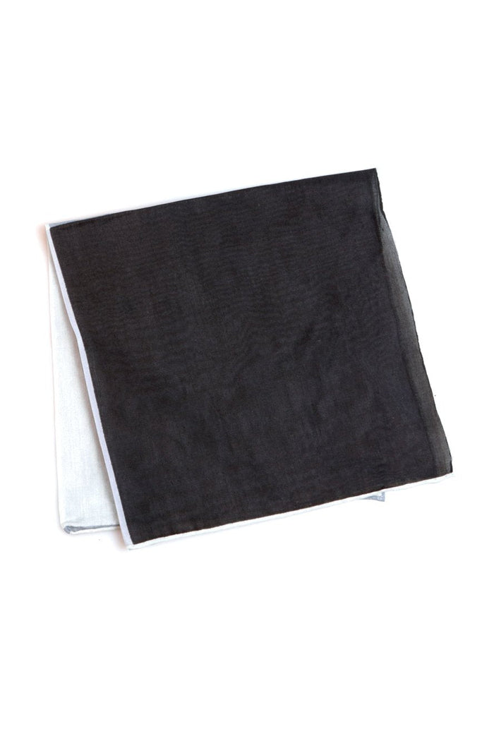 Black Silk & Cotton Blend Quad Pocket Square by Cristoforo Cardi