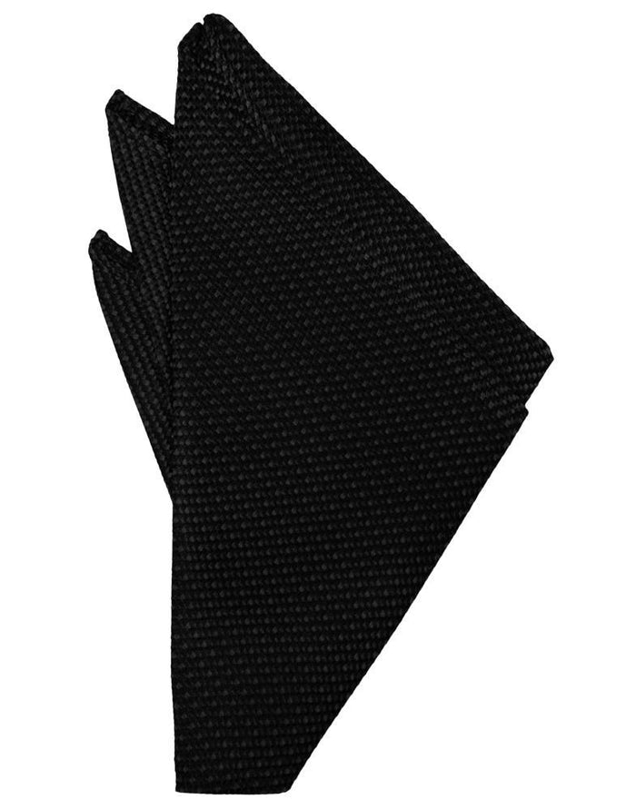 Black Silk Weave Pocket Square by Cristoforo Cardi