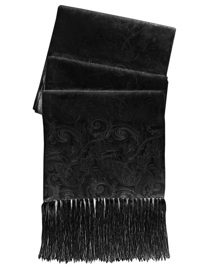 Black Paisley Silk Tuxedo Scarf by Cristoforo Cardi