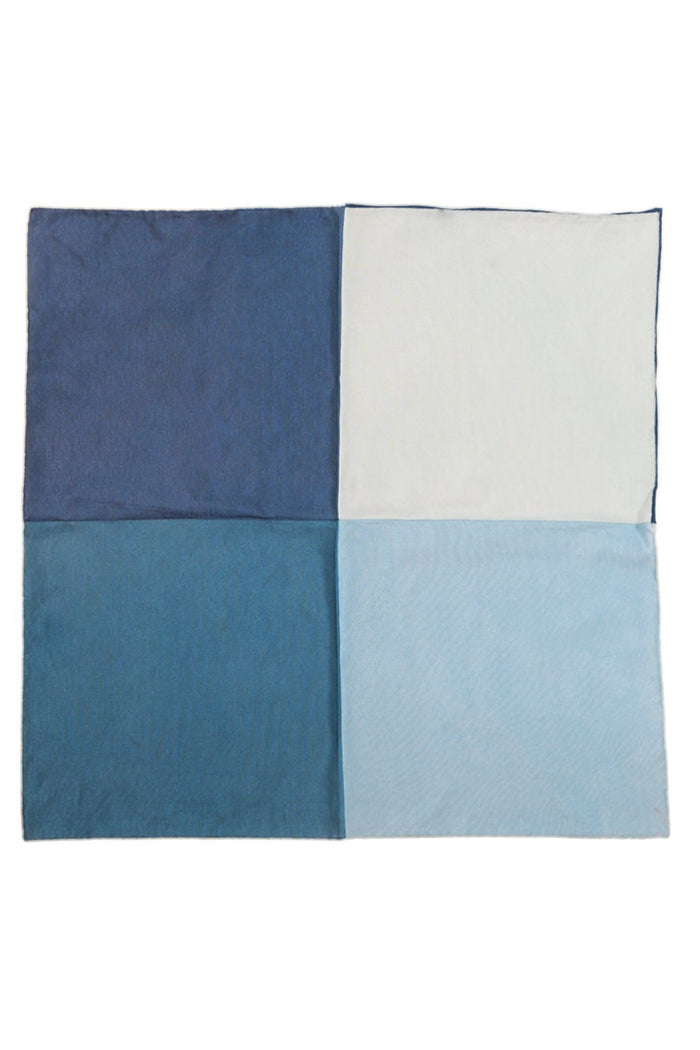 Blue Silk & Cotton Blend Quad Pocket Square Cristoforo Cardiin