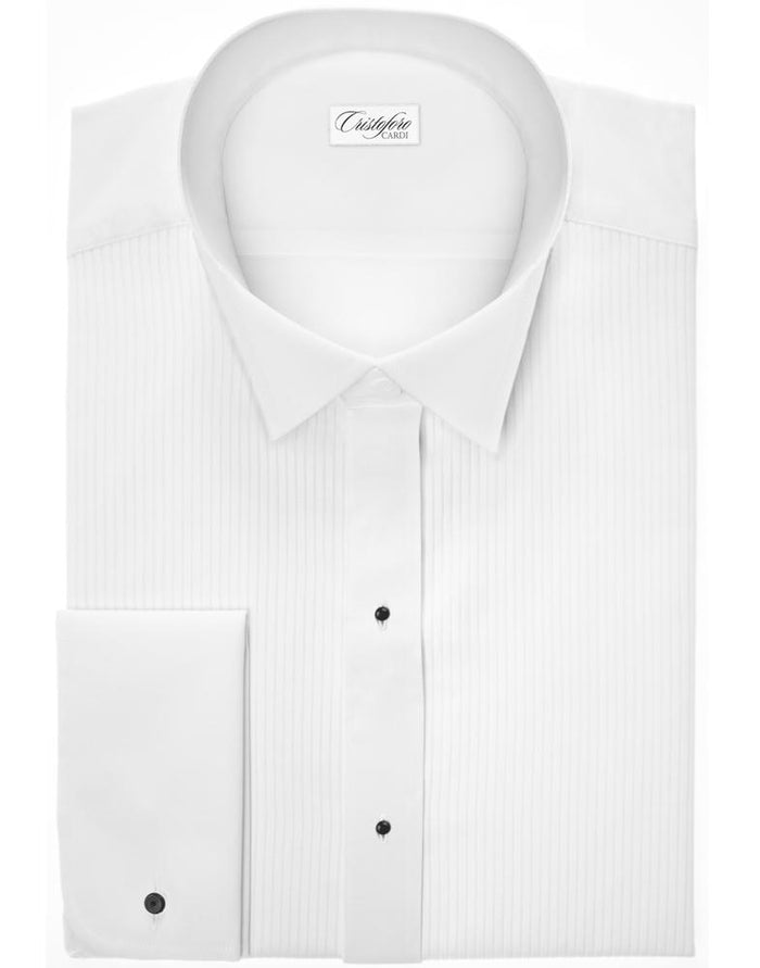 Carlo White Swiss Pleat Wingtip Tuxedo Shirt Cristoforo Cardi