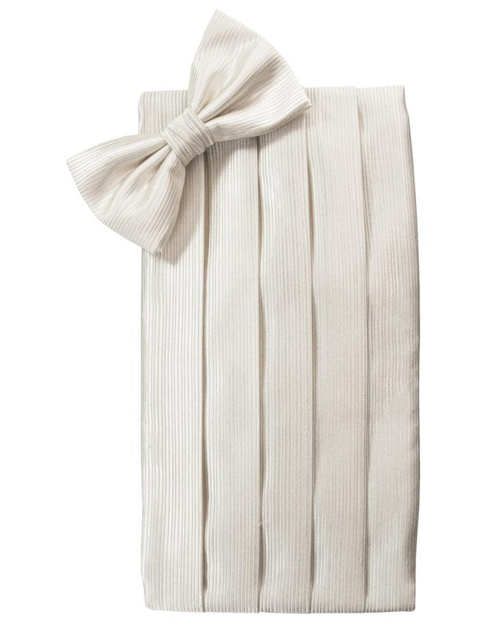 Ivory Faille Silk Cummerbund & Bow Tie Set by Cristoforo Cardi
