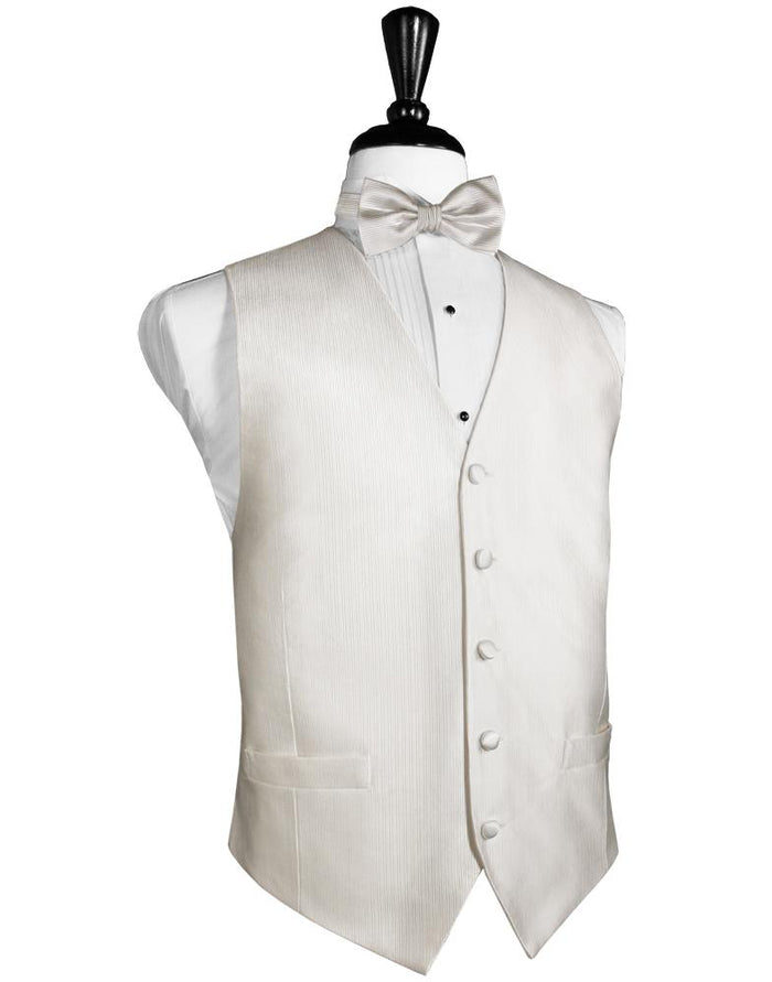 Ivory Faille Silk Tuxedo Vest by Cristoforo Cardi
