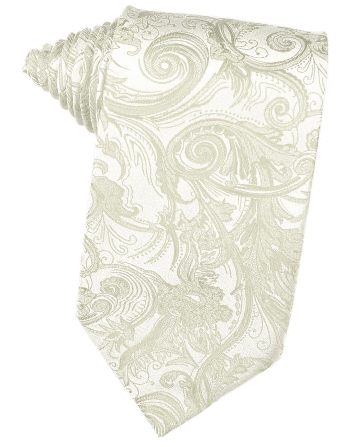 Ivory Paisley Silk Necktie by Cristoforo Cardi
