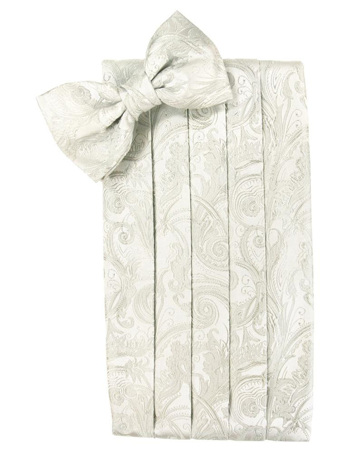 Ivory Tapestry Silk Cummerbund & Bow Tie Set by Cristoforo Cardi