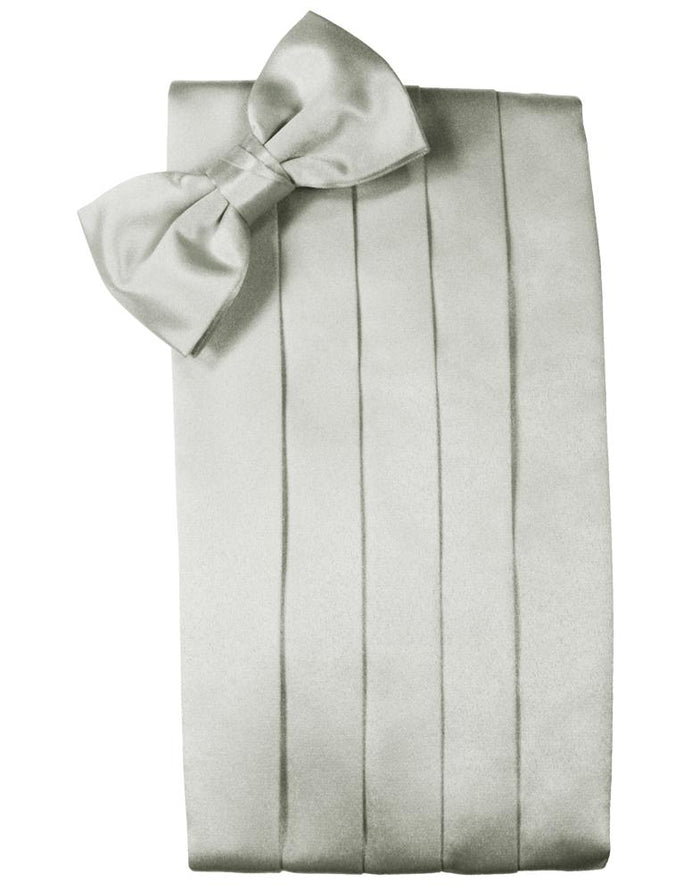 Platinum Noble Silk Cummerbund & Bow Tie Set by Cristoforo Cardi