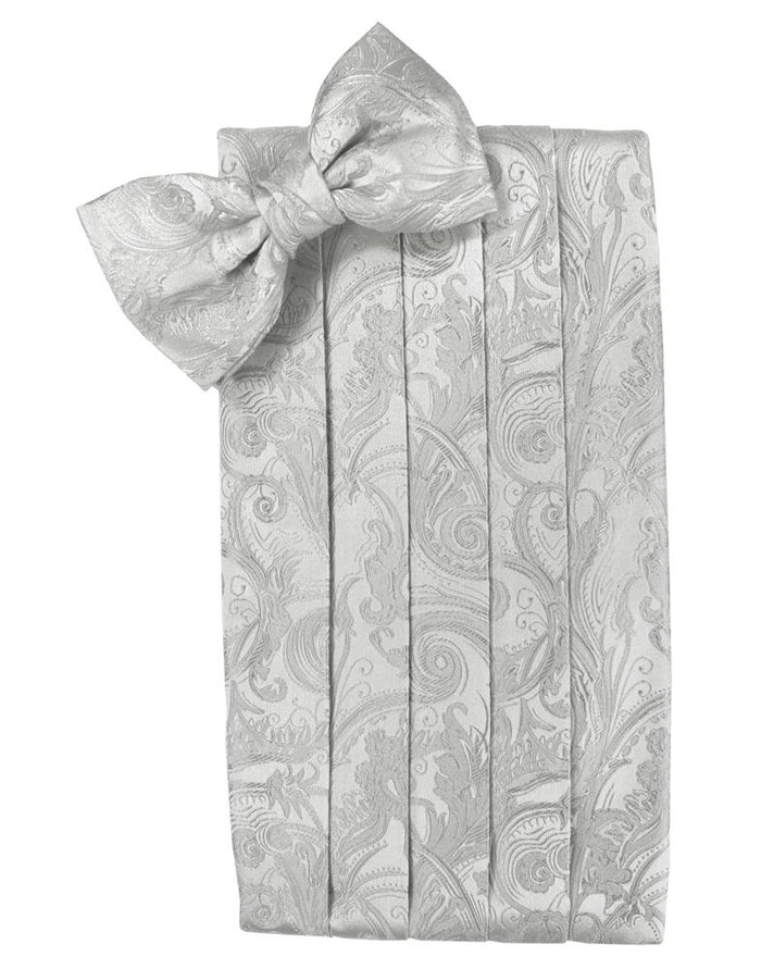 Platinum Tapestry Silk Cummerbund & Bow Tie Set by Cristoforo Cardi