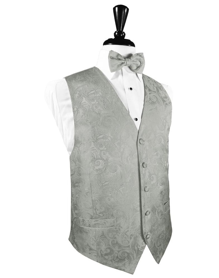 Platinum Tapestry Silk Tuxedo Vest Cristoforo Cardi
