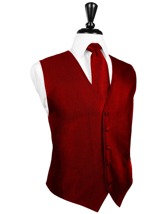 Red Faille Silk Tuxedo Vest by Cristoforo Cardi