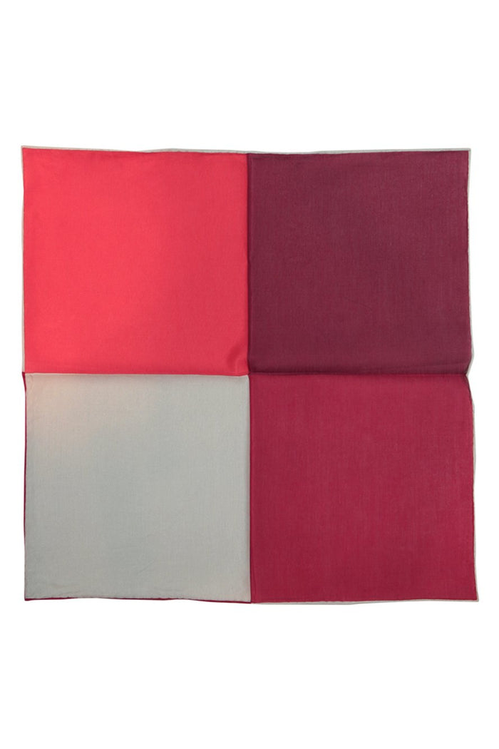 Red Silk & Cotton Blend Quad Pocket Square by Cristoforo Cardi