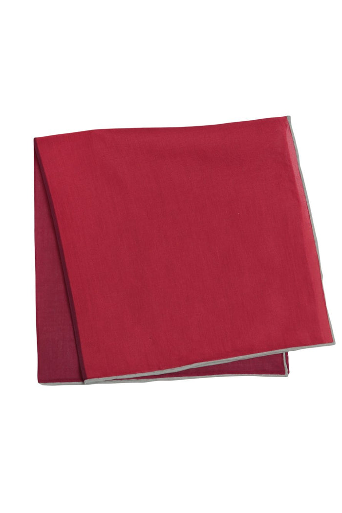Red Silk & Cotton Blend Quad Pocket Square by Cristoforo Cardi