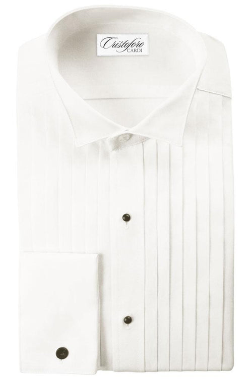 Roma Ivory Pleated Wingtip Tuxedo Shirt by Cristoforo Cardi