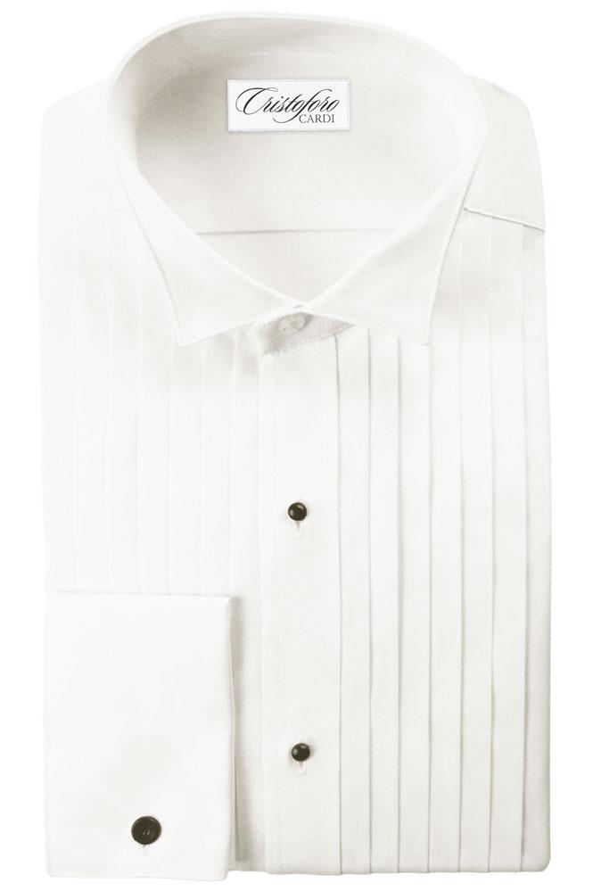 Roma Ivory Pleated Wingtip Tuxedo Shirt by Cristoforo Cardi