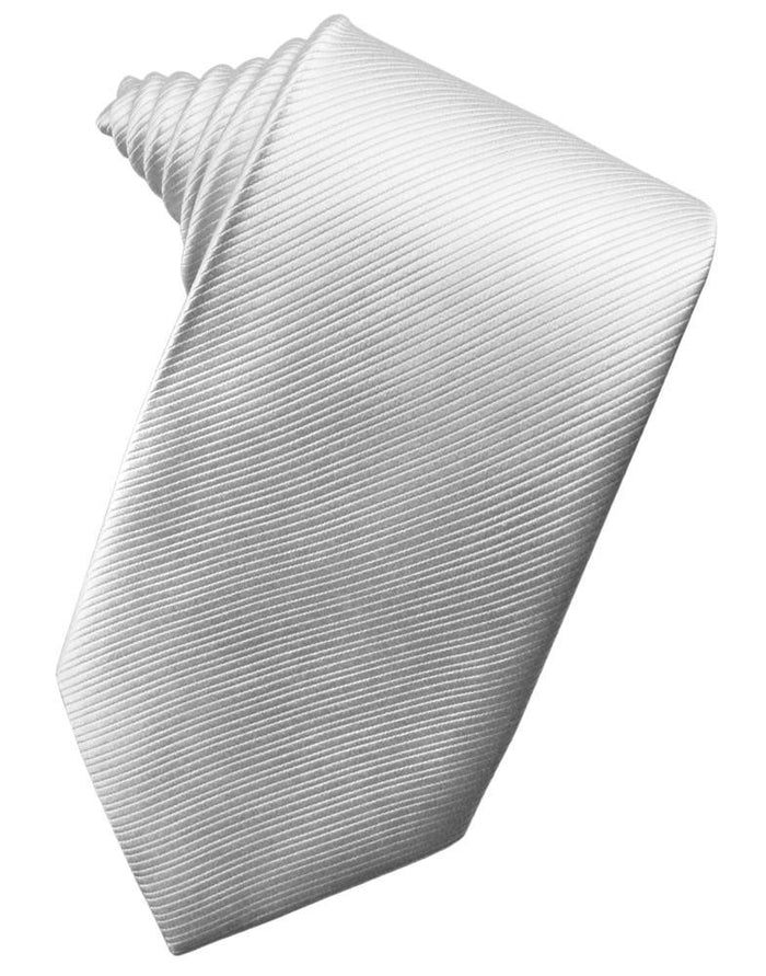 Silver Faille Silk Necktie by Cristoforo Cardi