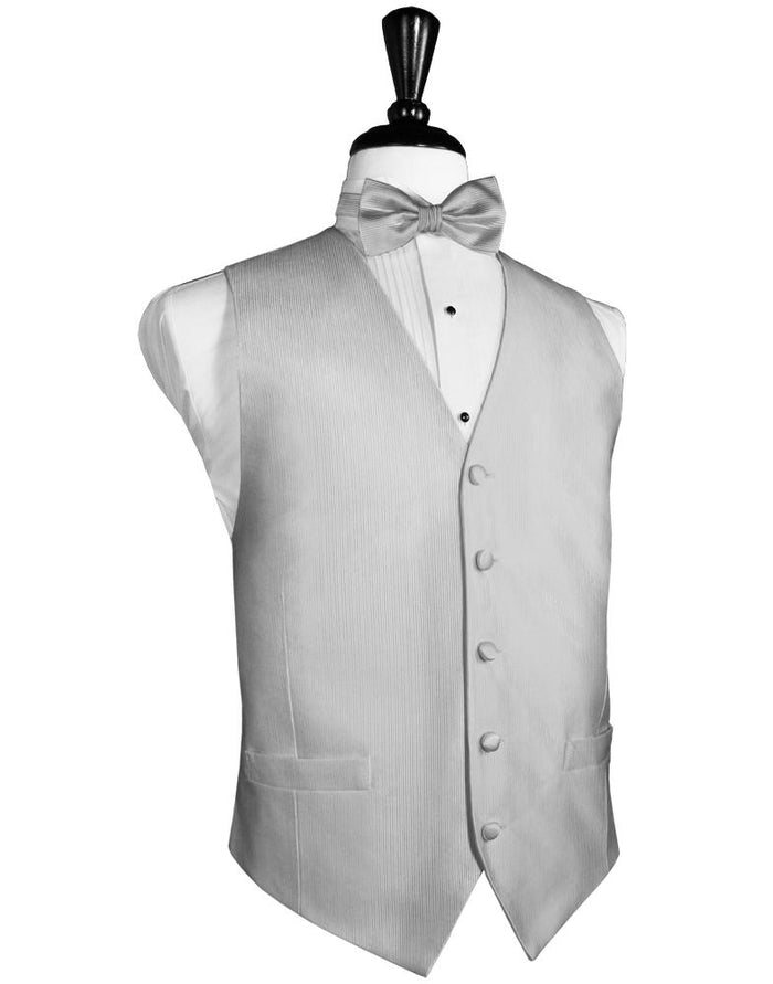 Silver Faille Silk Tuxedo Vest Cristoforo Cardi