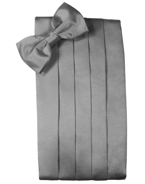 Silver Noble Silk Cummerbund & Bow Tie Set by Cristoforo Cardi