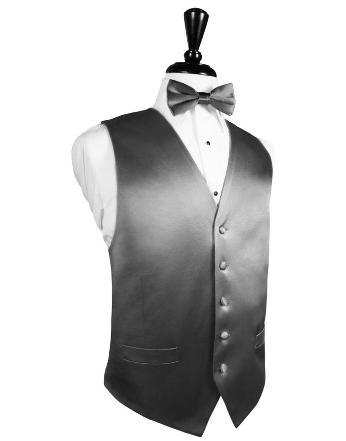 Silver Noble Silk Tuxedo Vest by Cristoforo Cardi