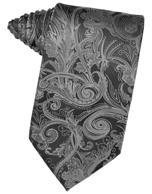 Silver Paisley Silk Necktie by Cristoforo Cardi