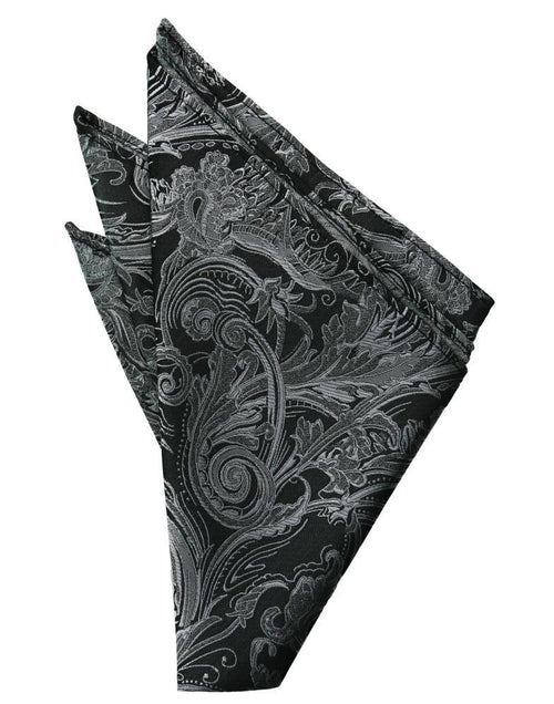 Silver Paisley Silk Pocket Square by Cristoforo Cardi