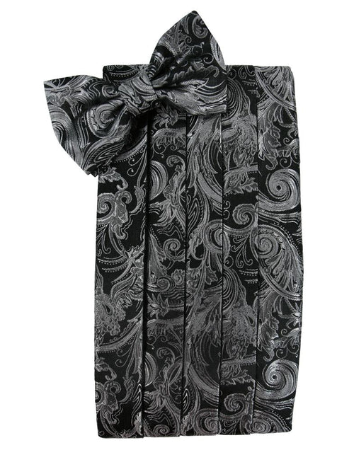 Silver Tapestry Silk Cummerbund & Bow Tie Set Cristoforo Cardi