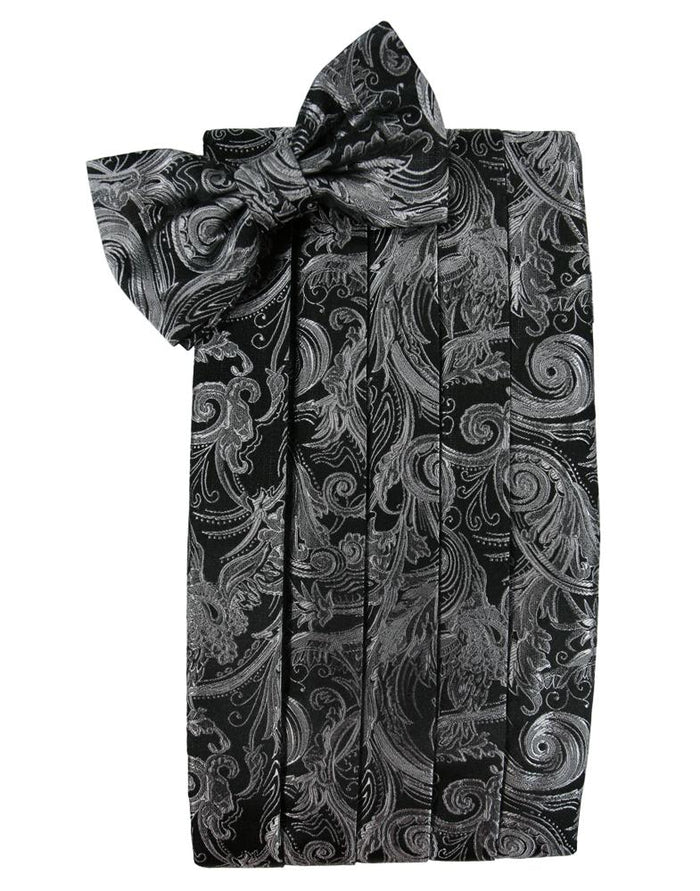 Silver Tapestry Silk Cummerbund & Bow Tie Set Cristoforo Cardi