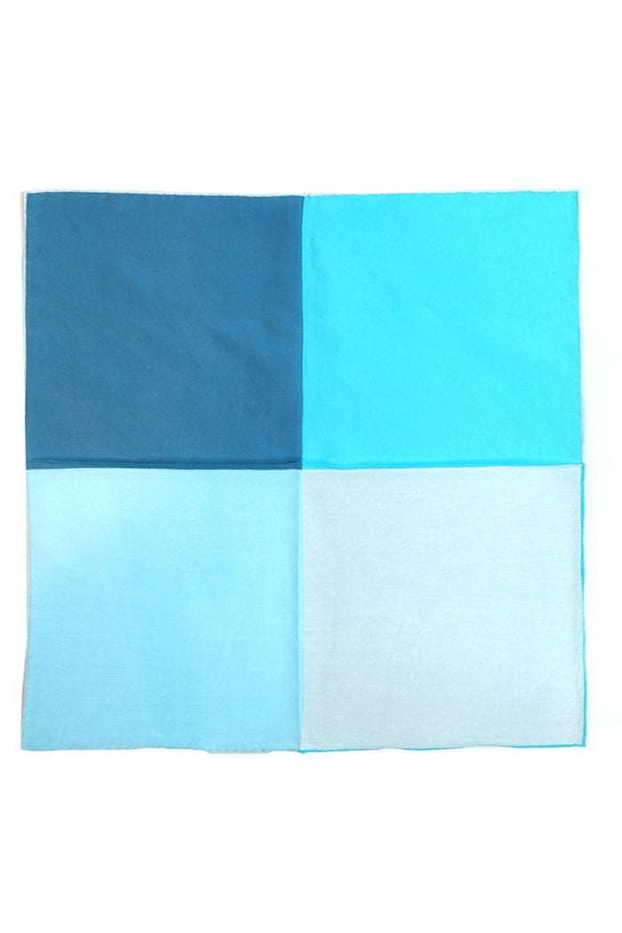 Teal Silk & Cotton Blend Quad Pocket Square Cristoforo Cardi
