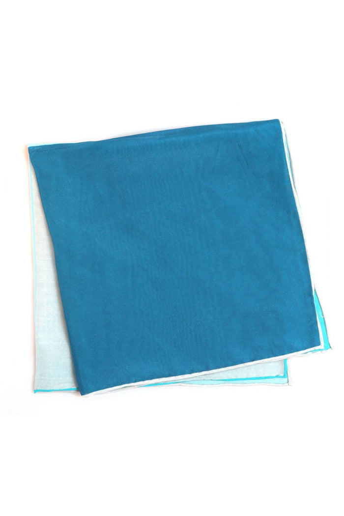 Teal Silk & Cotton Blend Quad Pocket Square Cristoforo Cardi