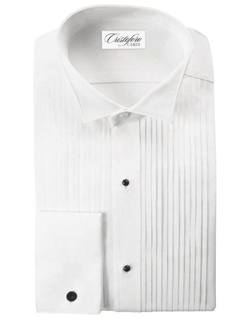 Verona White Pleated Wingtip Tuxedo Shirt by Cristoforo Cardi