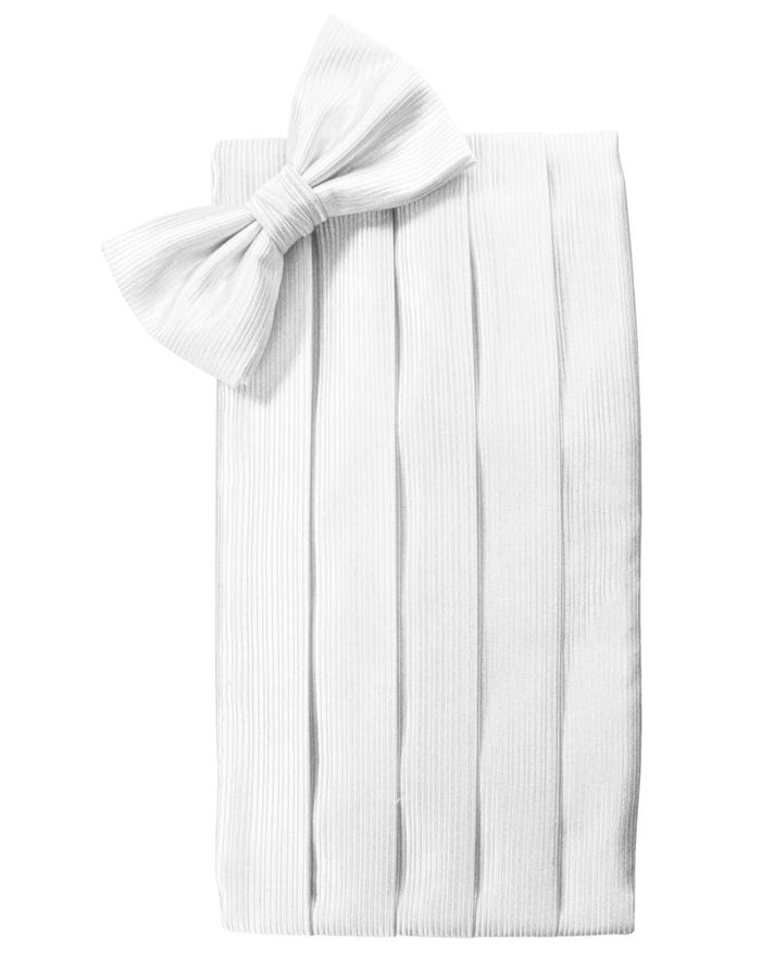 White Faille Silk Cummerbund & Bow Tie Set by Cristoforo Cardi