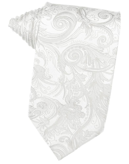 White Paisley Silk Necktie by Cristoforo Cardi