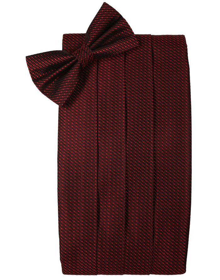 Wine Silk Weave Cummerbund & Bow Tie Set by Cristoforo Cardi