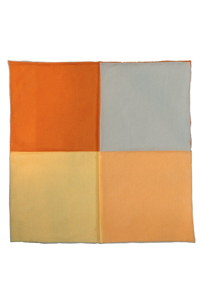 Yellow Silk & Cotton Blend Quad Pocket Square by Cristoforo Cardi