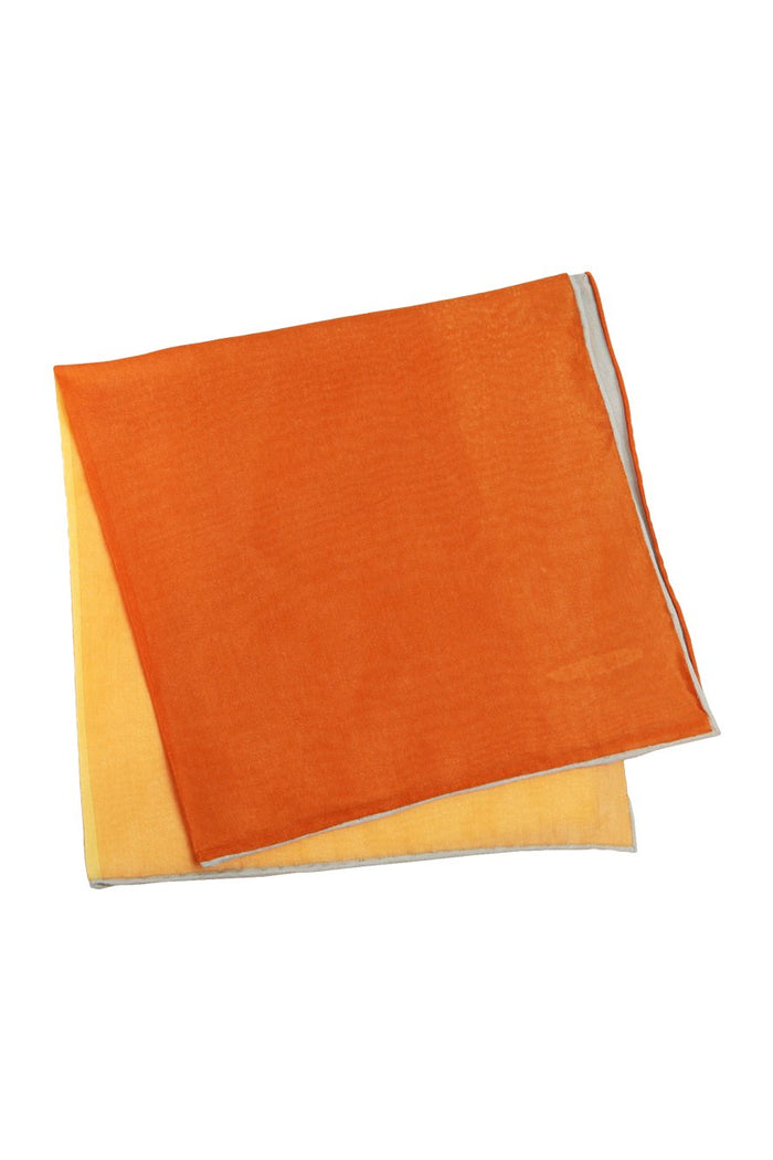 Yellow Silk & Cotton Blend Quad Pocket Square by Cristoforo Cardi