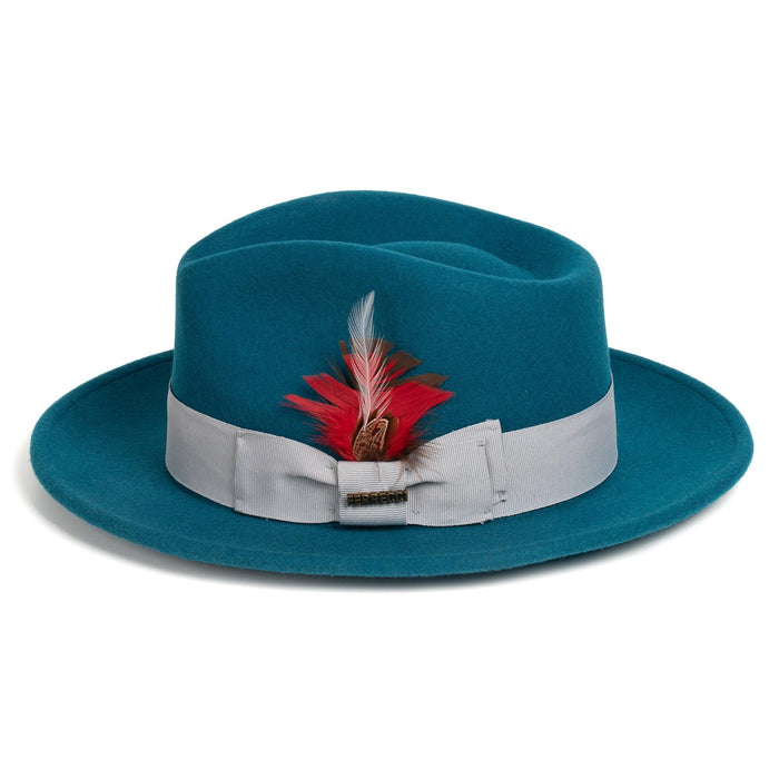 Acid Blue Fedora 100% Australian Wool Crushable Hat by Ferrecci