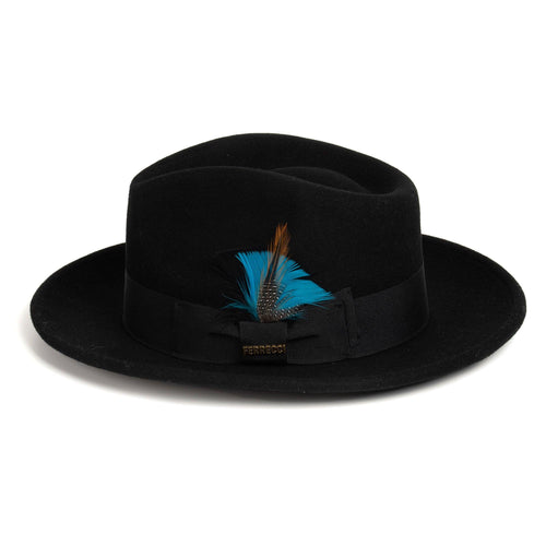 Black Fedora 100% Australian Wool Crushable Hat by Ferrecci