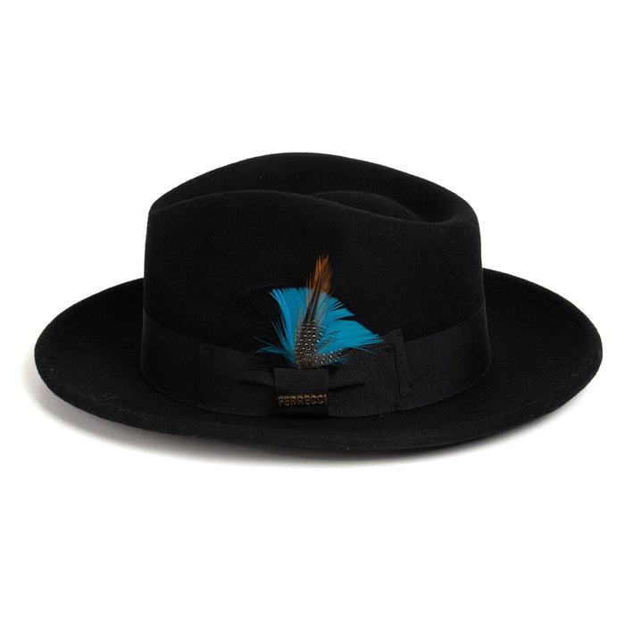 Black Fedora 100% Australian Wool Crushable Hat by Ferrecci
