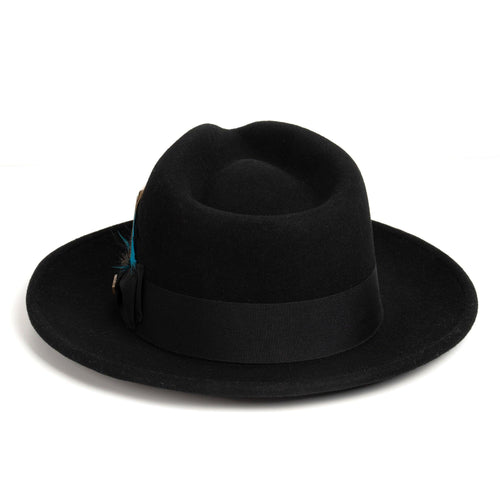 Black Fedora 100% Australian Wool Crushable Hat by Ferrecci