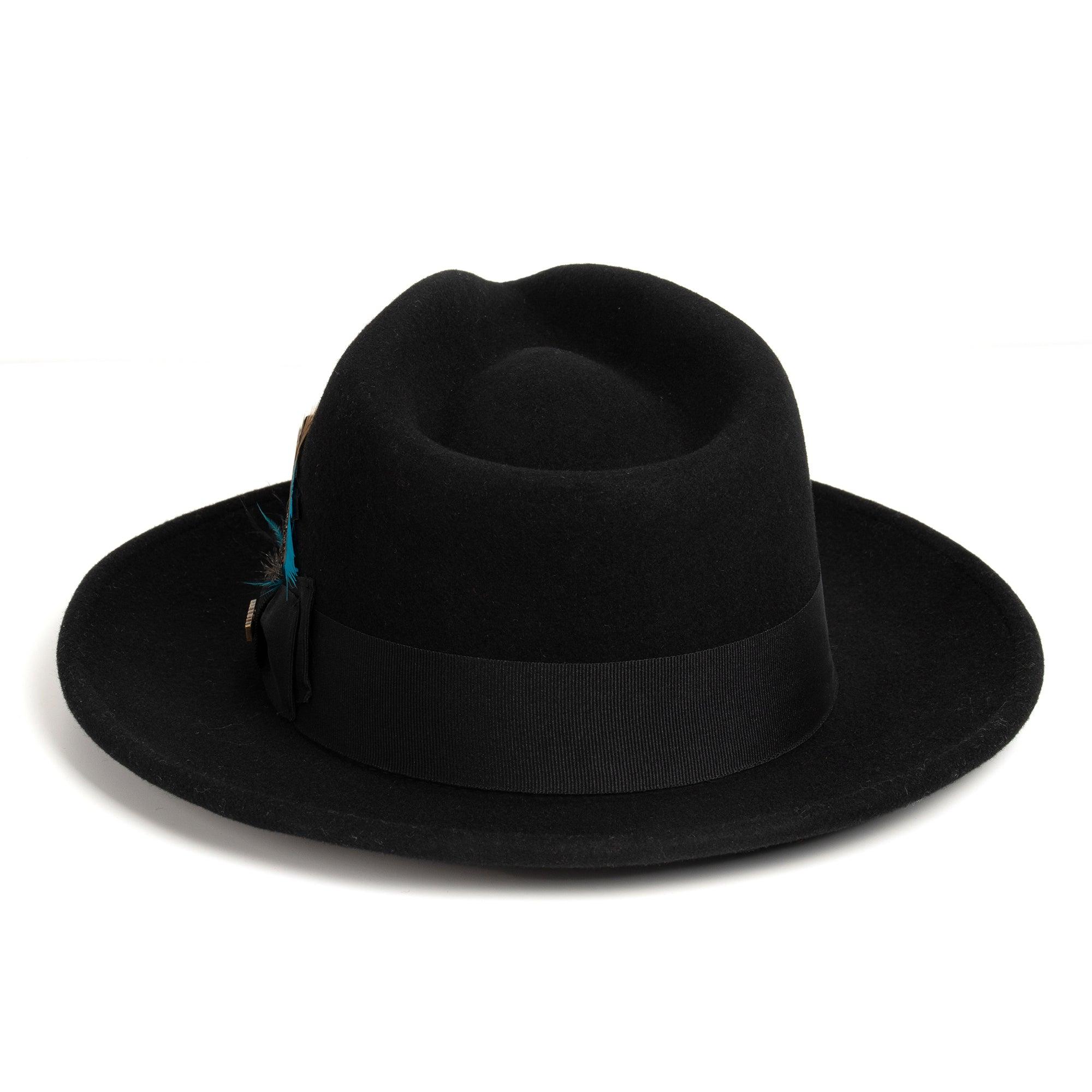 Black Fedora 100% Australian Wool Crushable Hat by Ferrecci