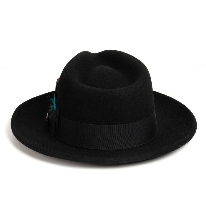 Black Fedora 100% Australian Wool Crushable Hat by Ferrecci