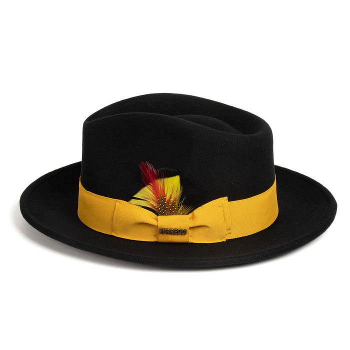 Black & Gold Fedora 100% Australian Wool Crushable Hat by Ferrecci