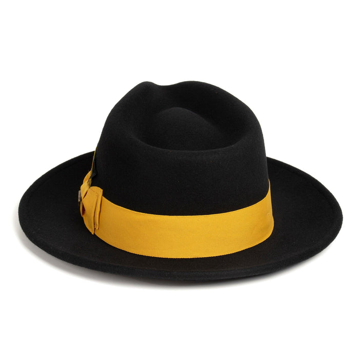 Black & Gold Fedora 100% Australian Wool Crushable Hat by Ferrecci